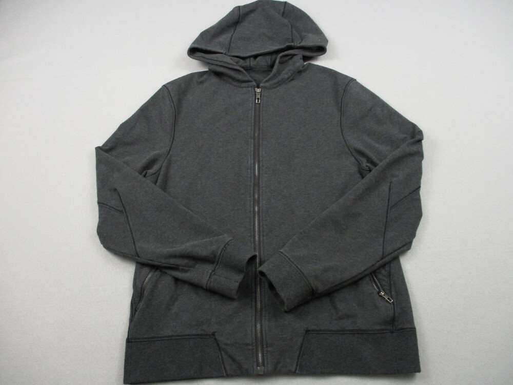 Lululemon Hoodie Men Medium Gray Solid Cross Cut Full Zip Sweatshirt Pockets M